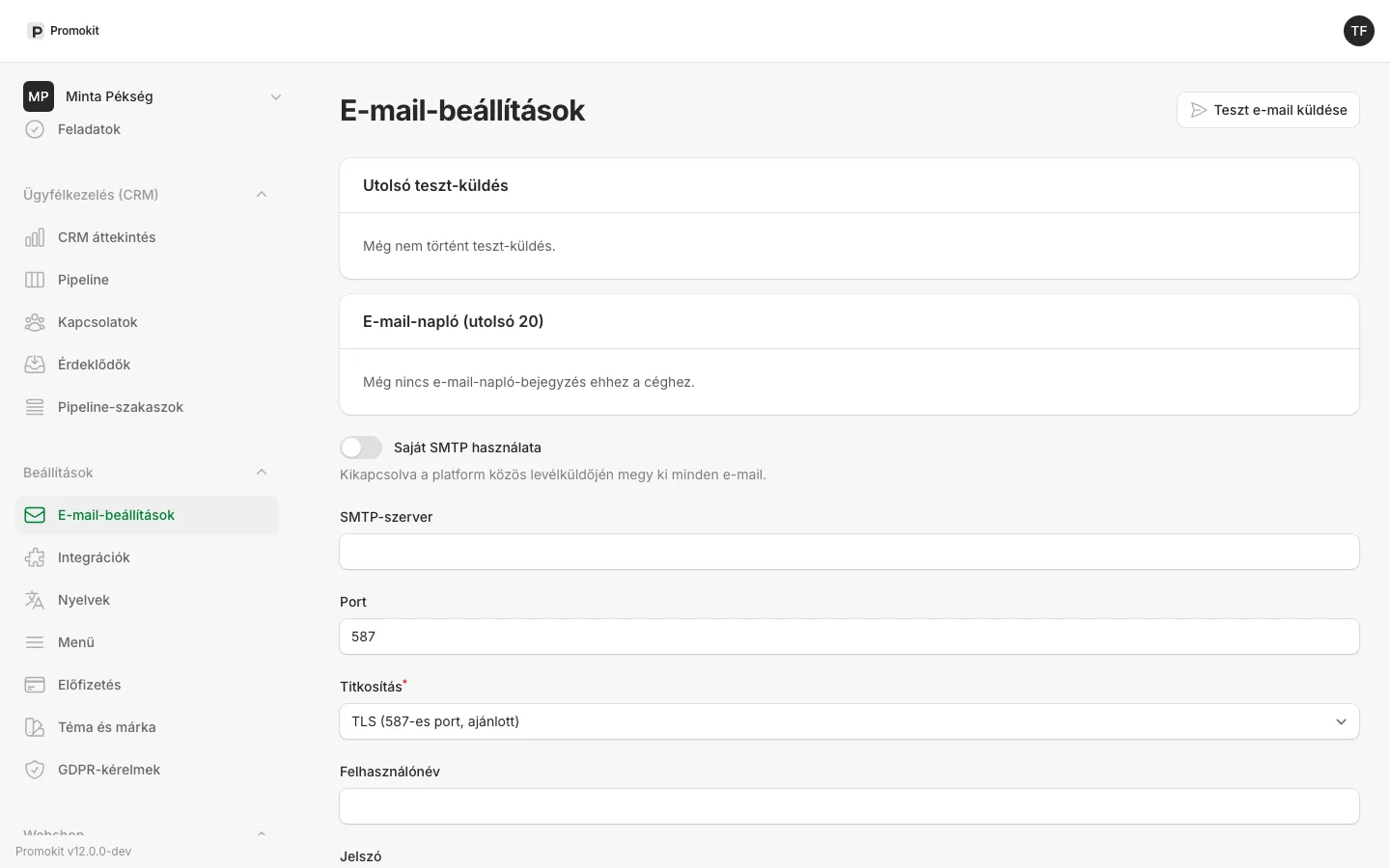 Saját SMTP, vagy a platform levélküldője