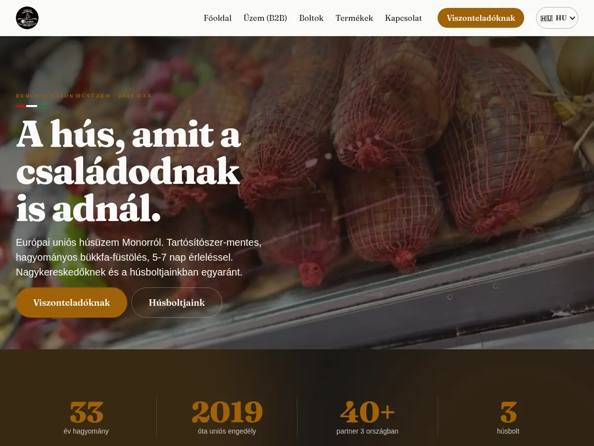 Pacsi Hús élő weboldalának képernyőképe